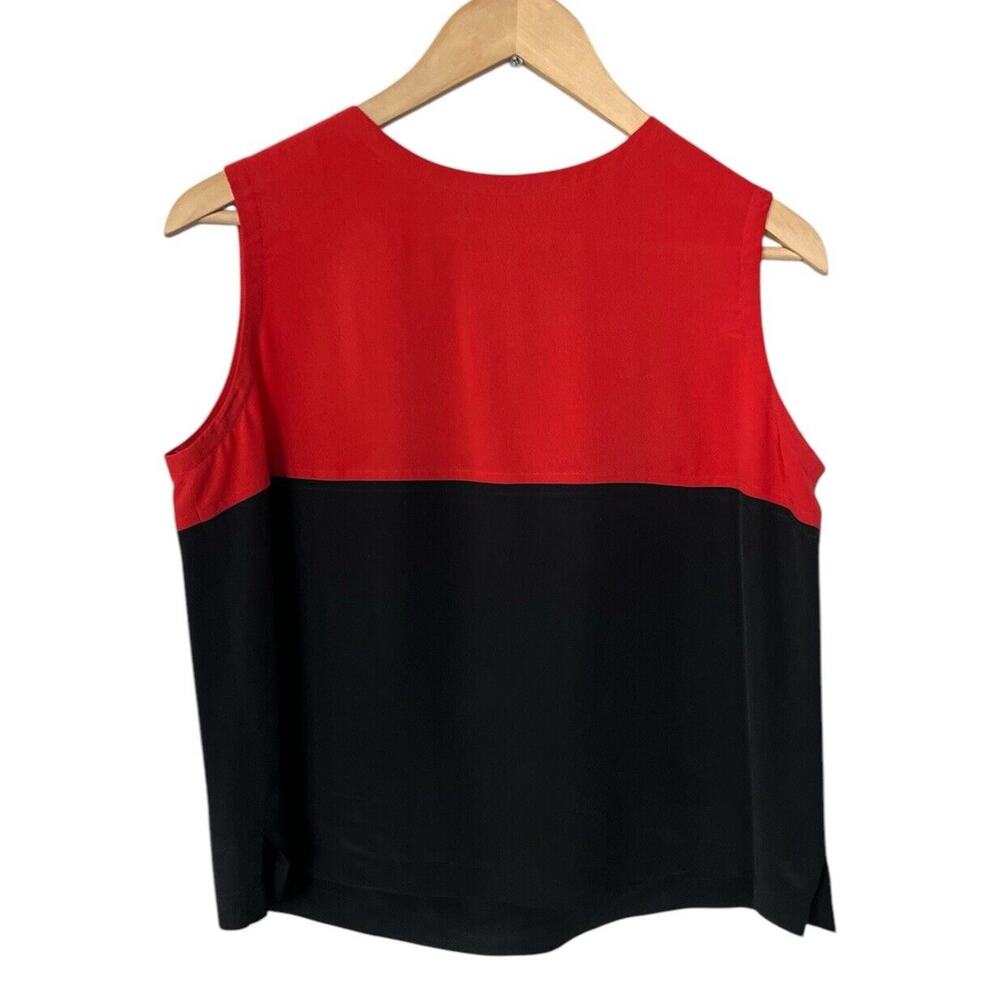 Two Twenty Five Color Block Red Black Silk Sleeveless Tank Small